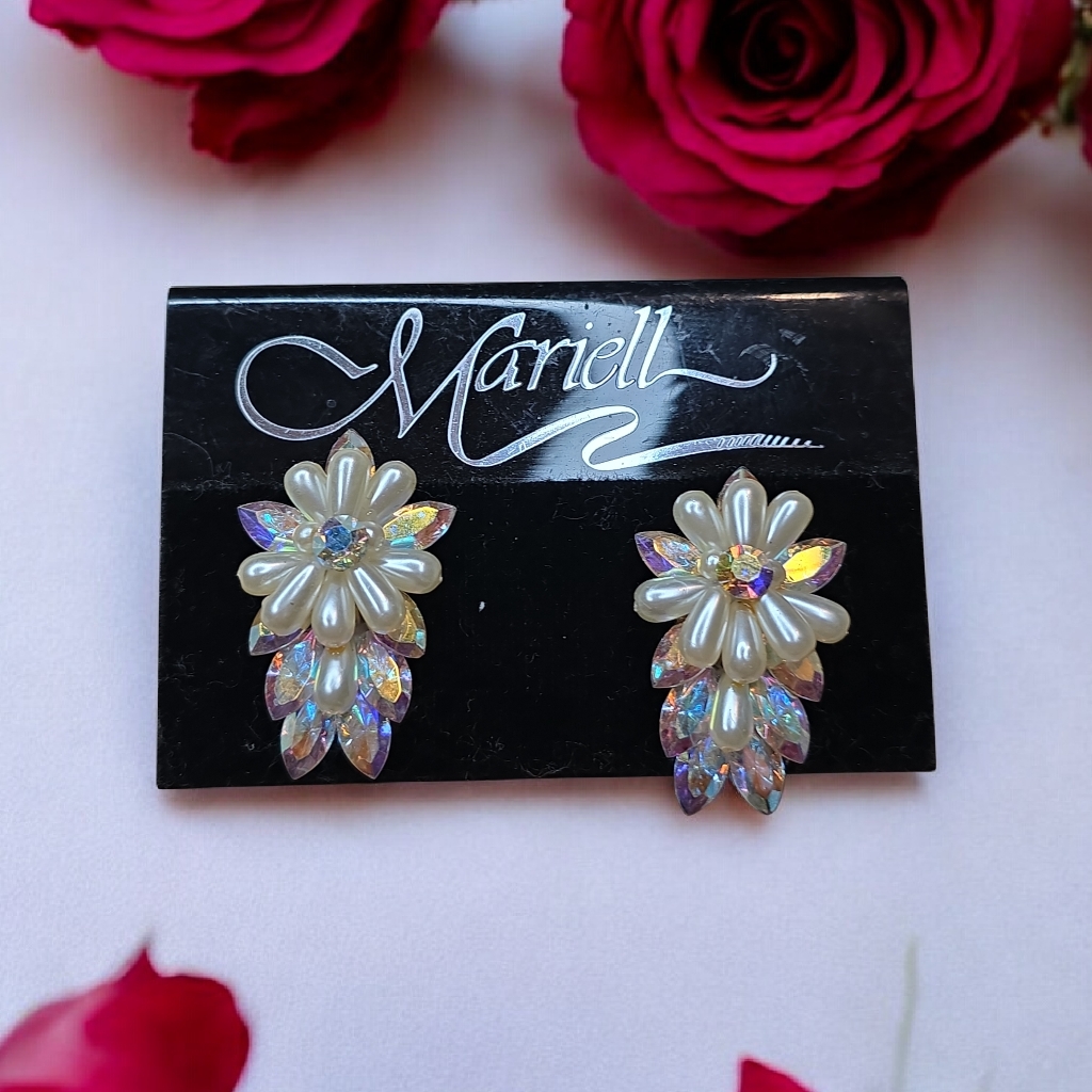 Mariell Pearl And Crystal Drop Earrings